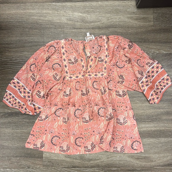 Cleobella printed peach floral top - Picture 1 of 5